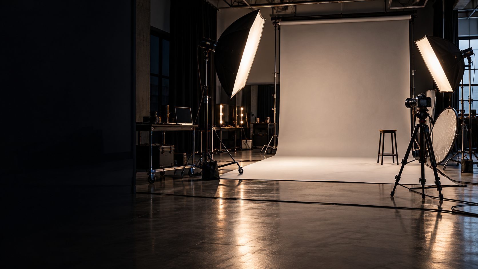 Professional photography studio between takes